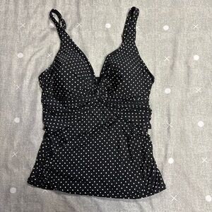 La Vie En Rose | black polka dot tankini